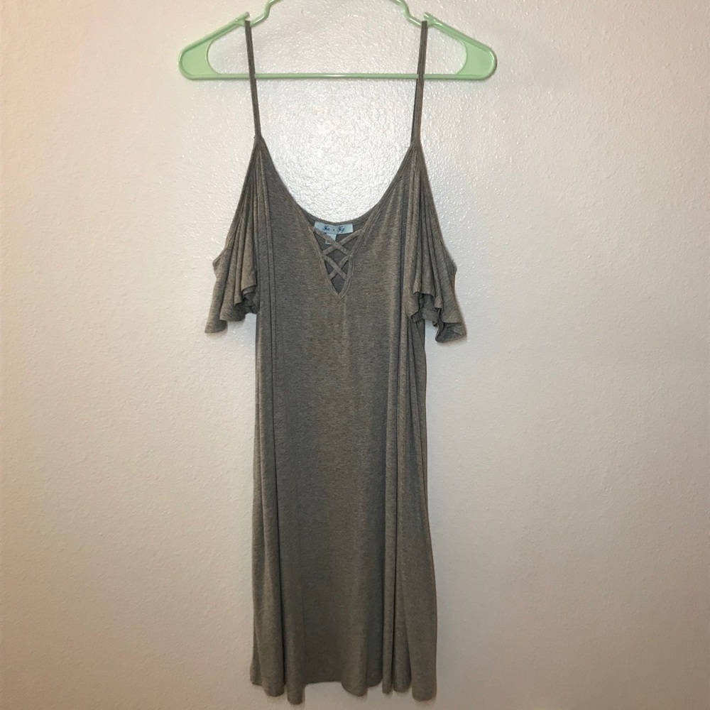 Grey Cross Strap Summer Dress